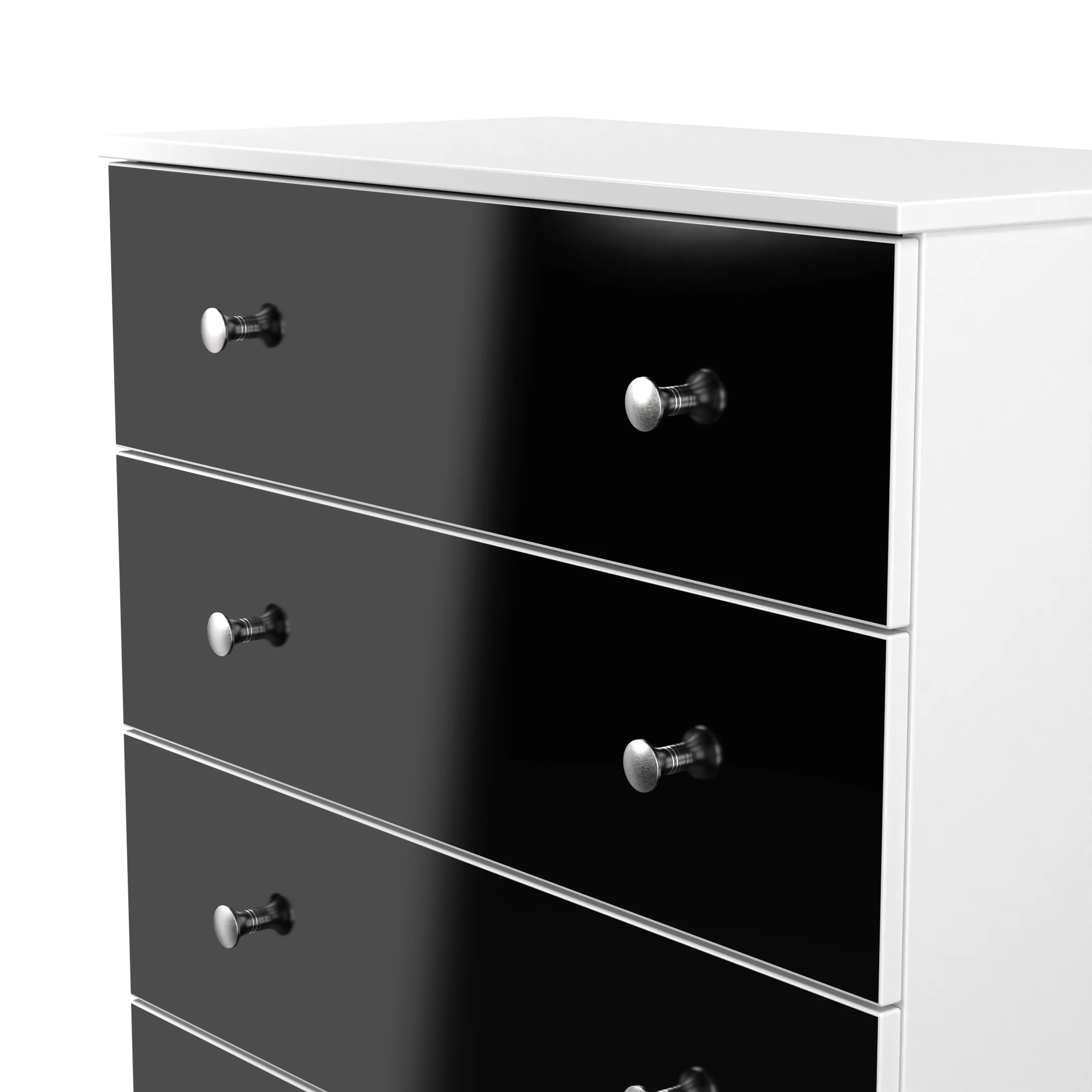 Yarmouth 4 Drawer Chest in Black & White Matt - Ready Assembled - Image 4