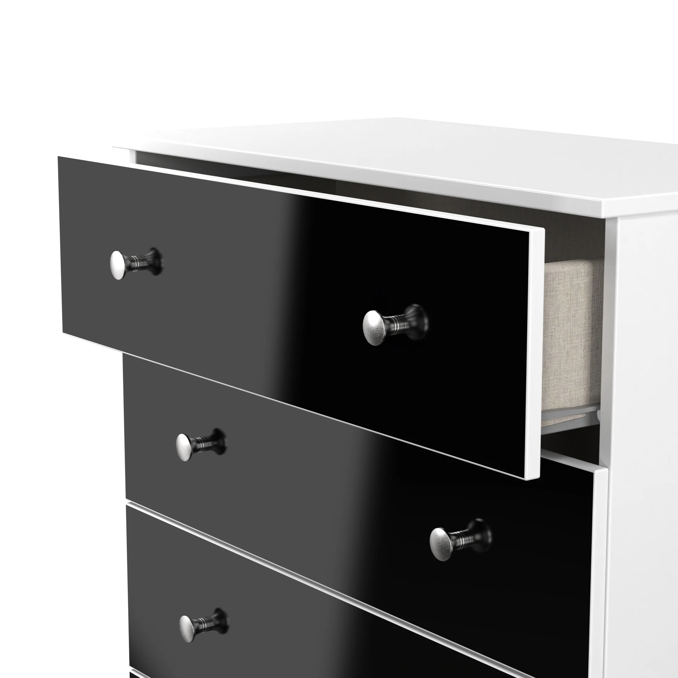 Yarmouth 4 Drawer Chest in Black & White Matt - Ready Assembled - Image 5