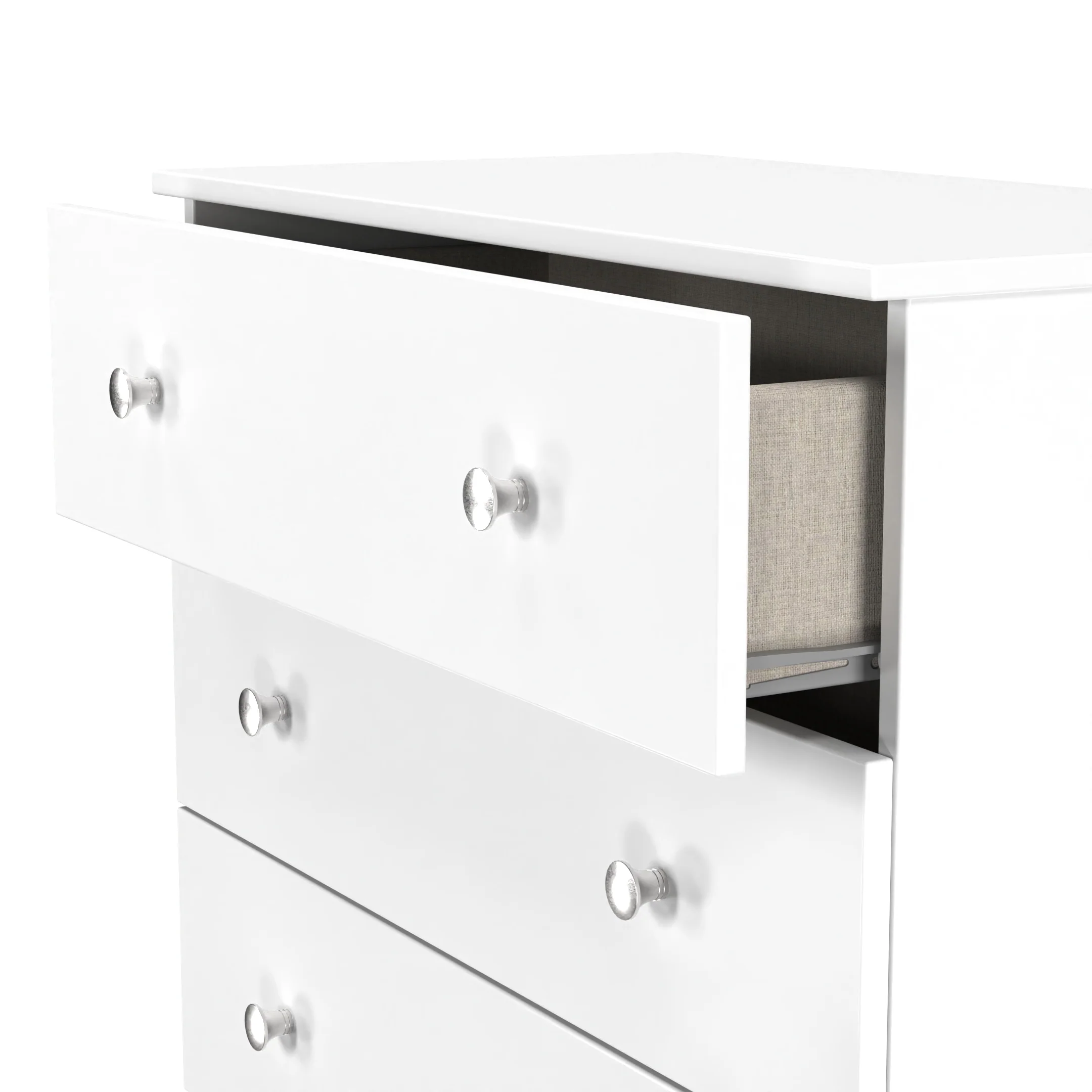 Yarmouth 4 Drawer Chest in White & White Matt - Ready Assembled - Image 6