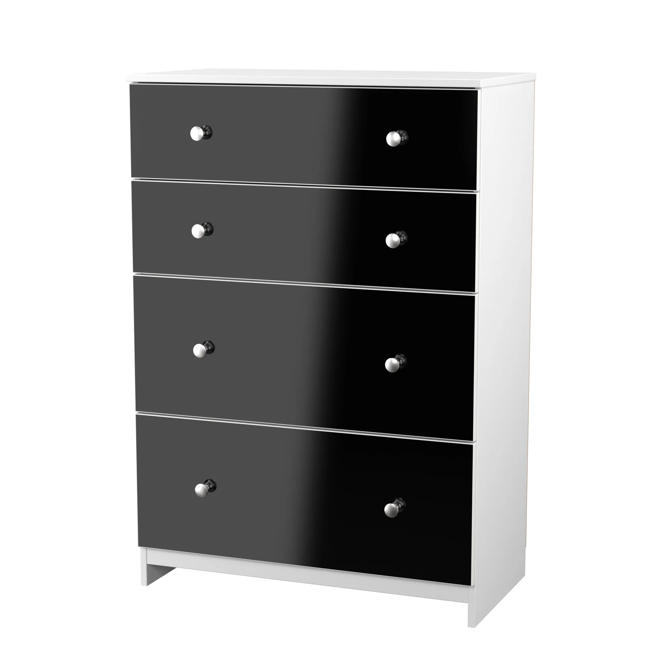 Yarmouth 4 Drawer Deep Chest in Black & White Matt - Ready Assembled - Image 3