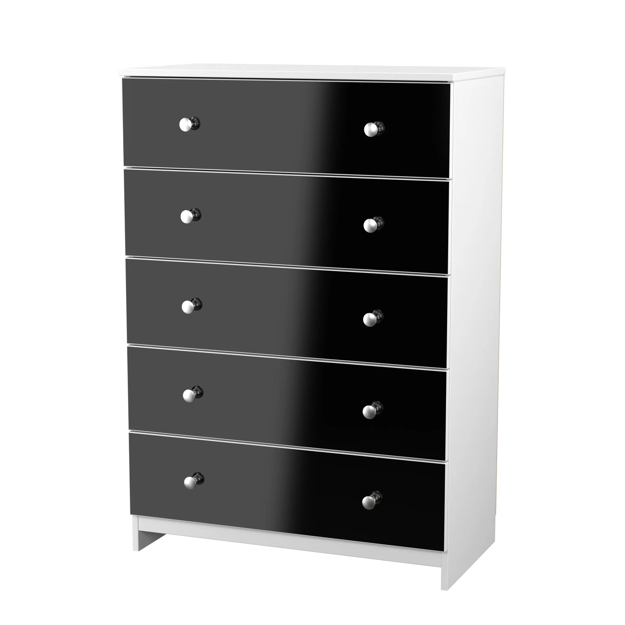 Yarmouth 5 Drawer Chest in Black & White Matt - Ready Assembled - Image 3