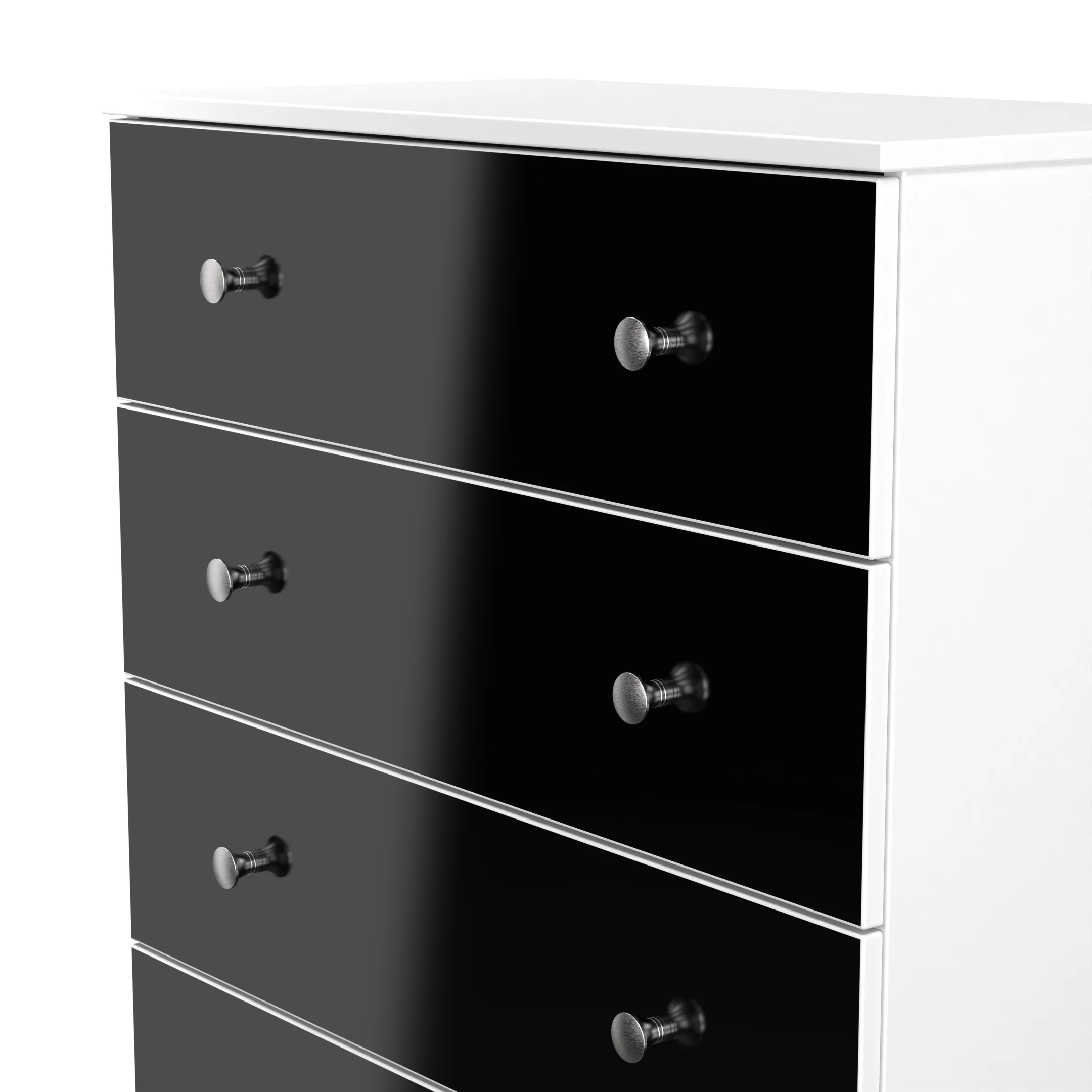 Yarmouth 5 Drawer Chest in Black & White Matt - Ready Assembled - Image 4