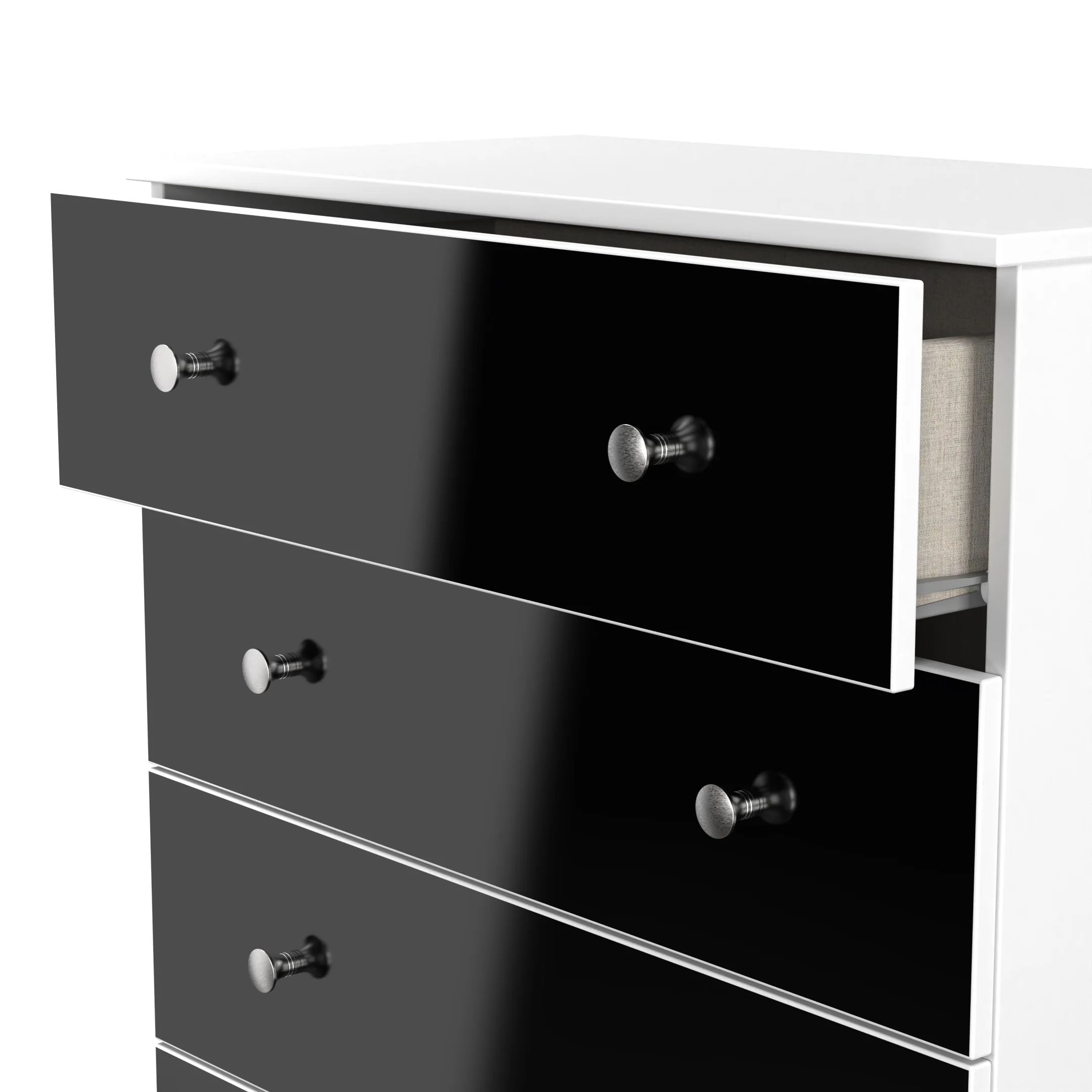 Yarmouth 5 Drawer Chest in Black & White Matt - Ready Assembled - Image 5