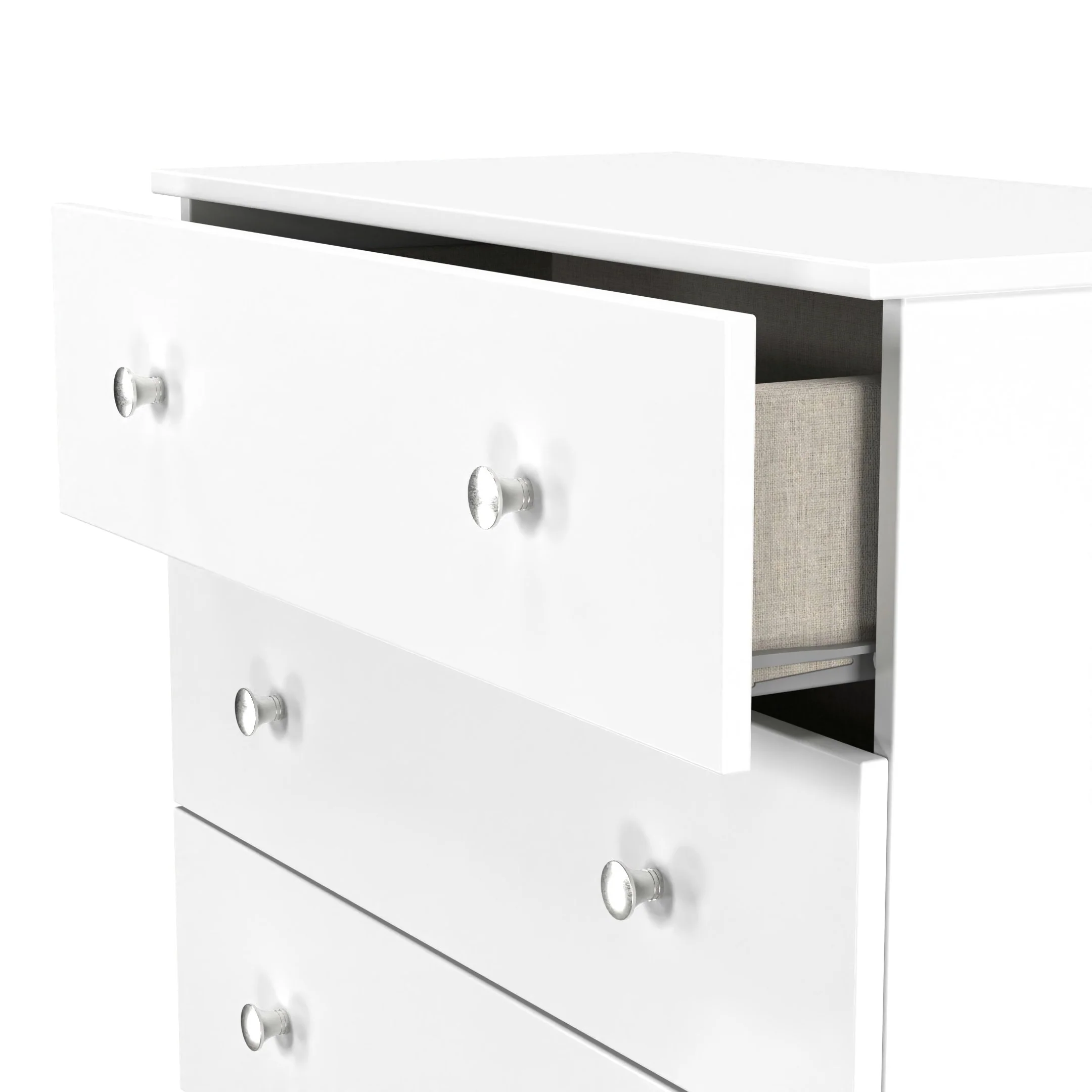 Yarmouth 5 Drawer Chest in White & White Matt - Ready Assembled - Image 6