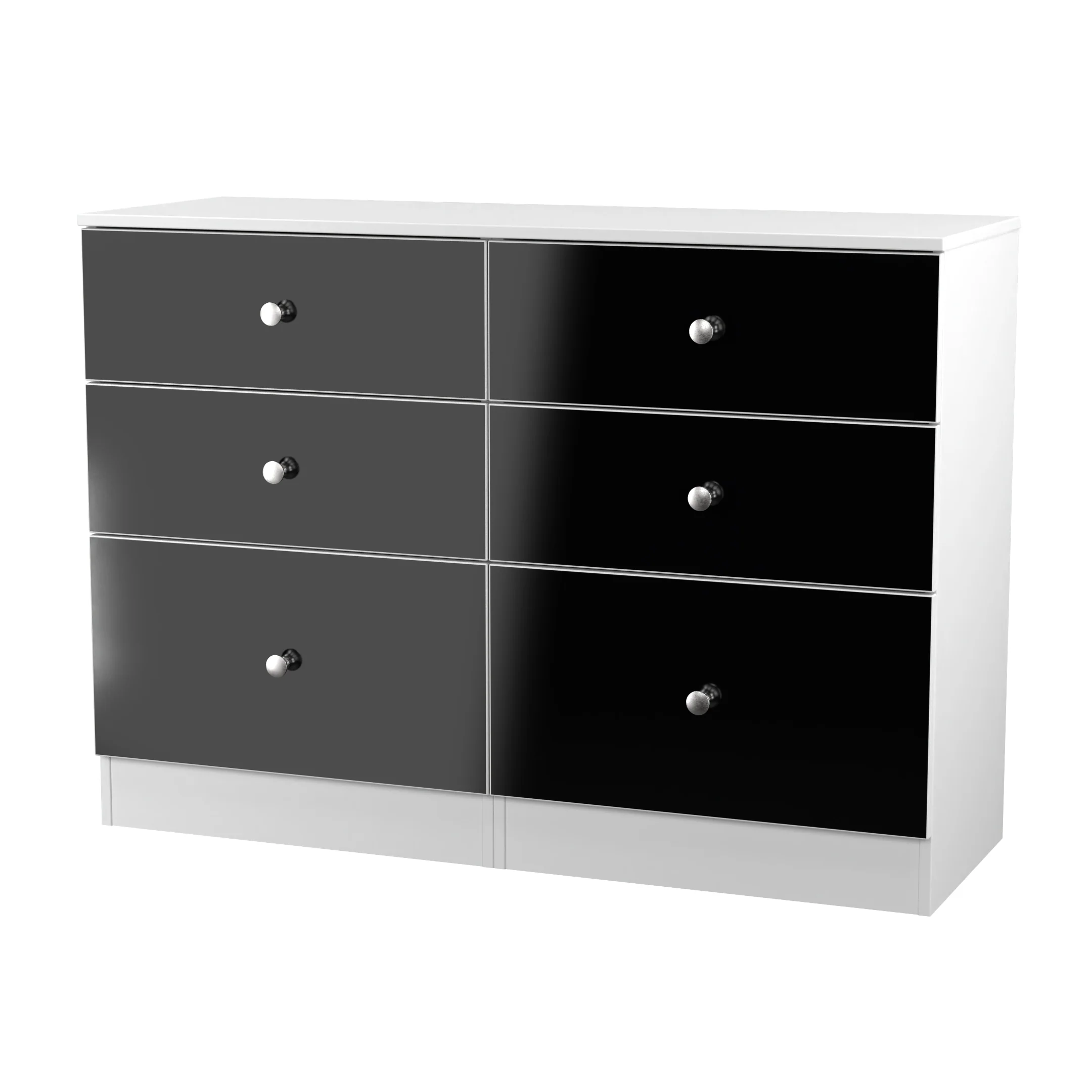 Yarmouth 6 Drawer Midi Chest in Black & White Matt - Ready Assembled - Image 3