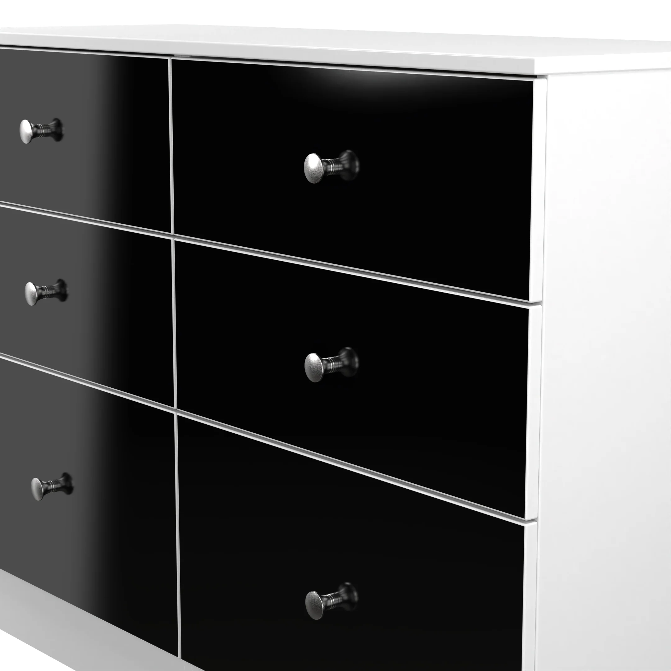 Yarmouth 6 Drawer Midi Chest in Black & White Matt - Ready Assembled - Image 4