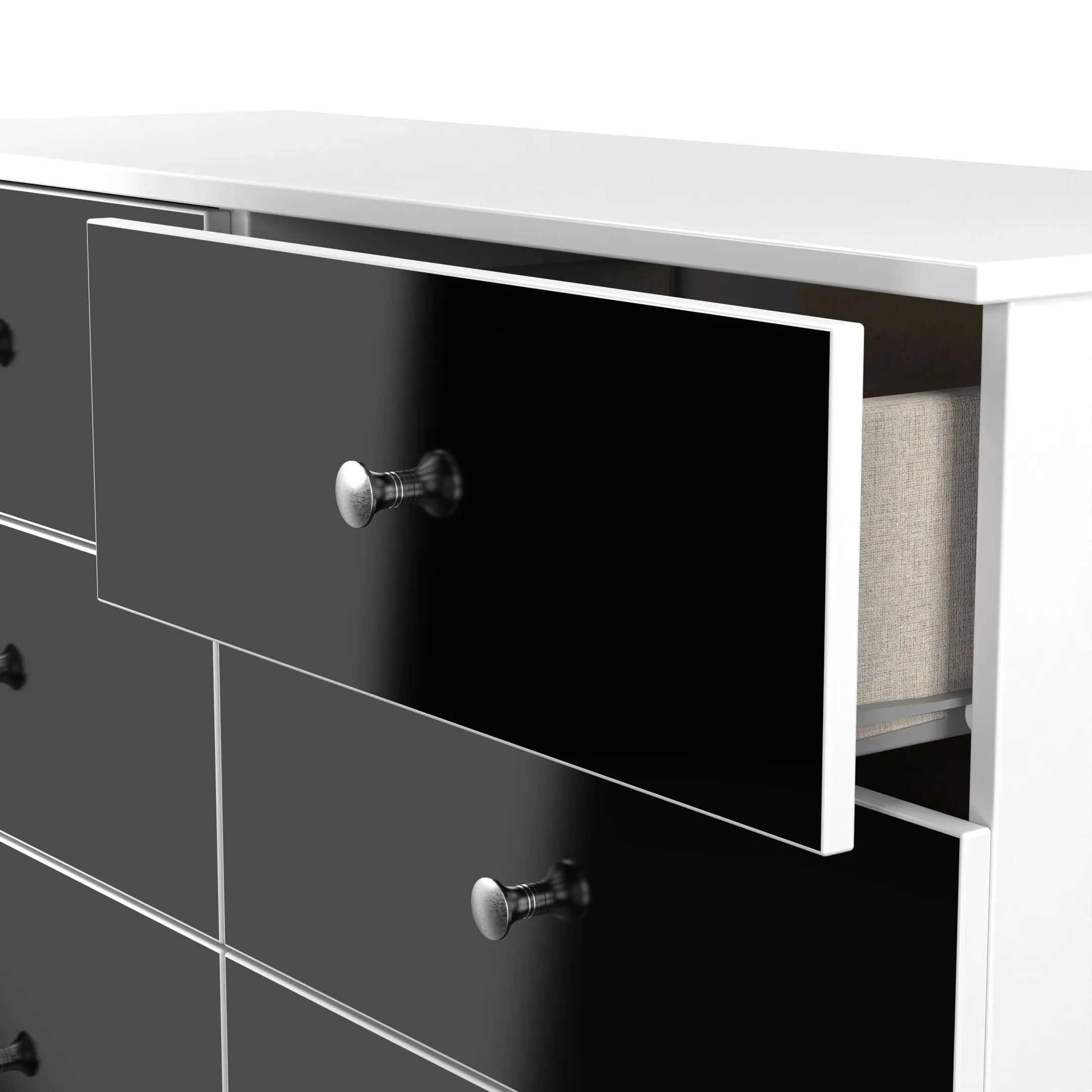 Yarmouth 6 Drawer Midi Chest in Black & White Matt - Ready Assembled - Image 5