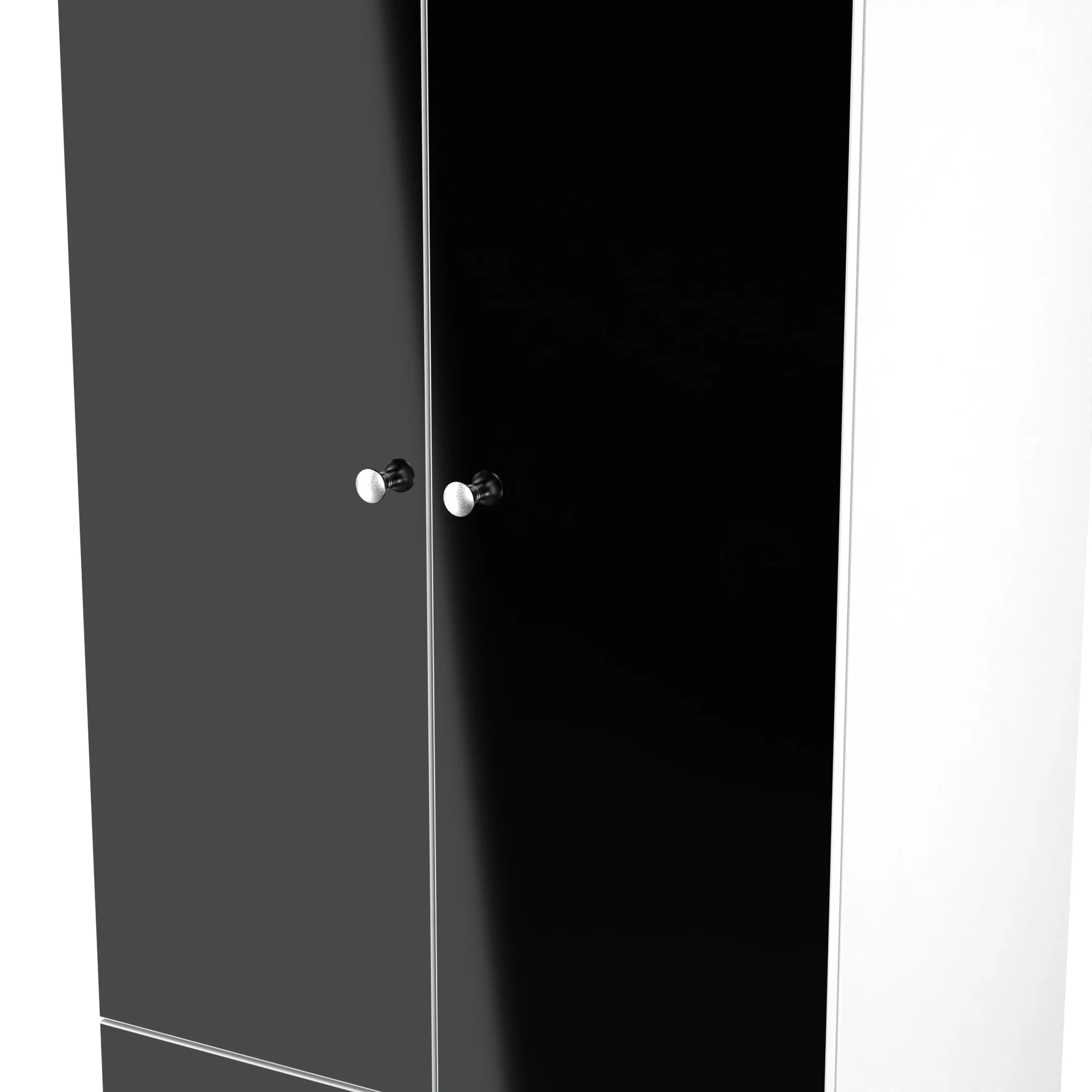 Yarmouth Tall 2 Drawer Wardrobe in Black & White Matt - Ready Assembled - Image 4