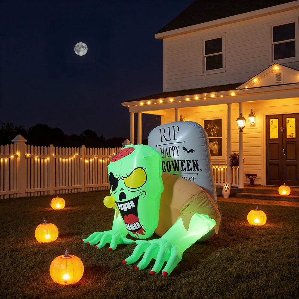 Zombie Tombstone Halloween Inflatable with Lights - Image 2