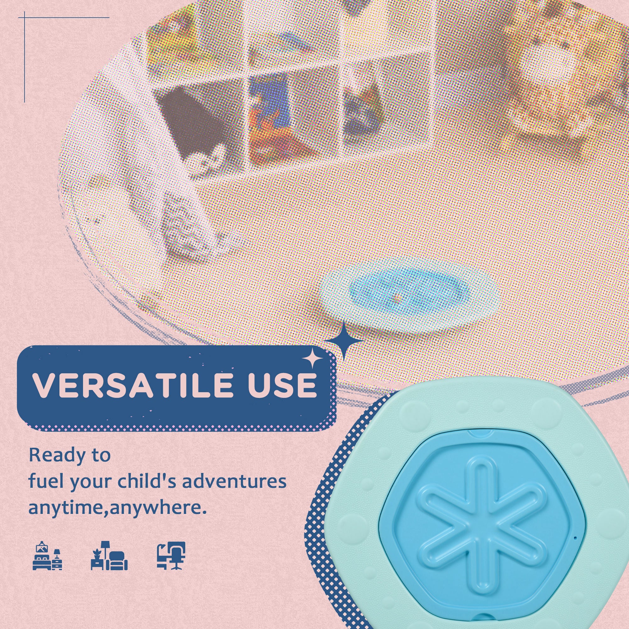 ZONEKIZ 2 in 1 Balance Board, Kids Wobble Board with Ball - Blue - Image 4