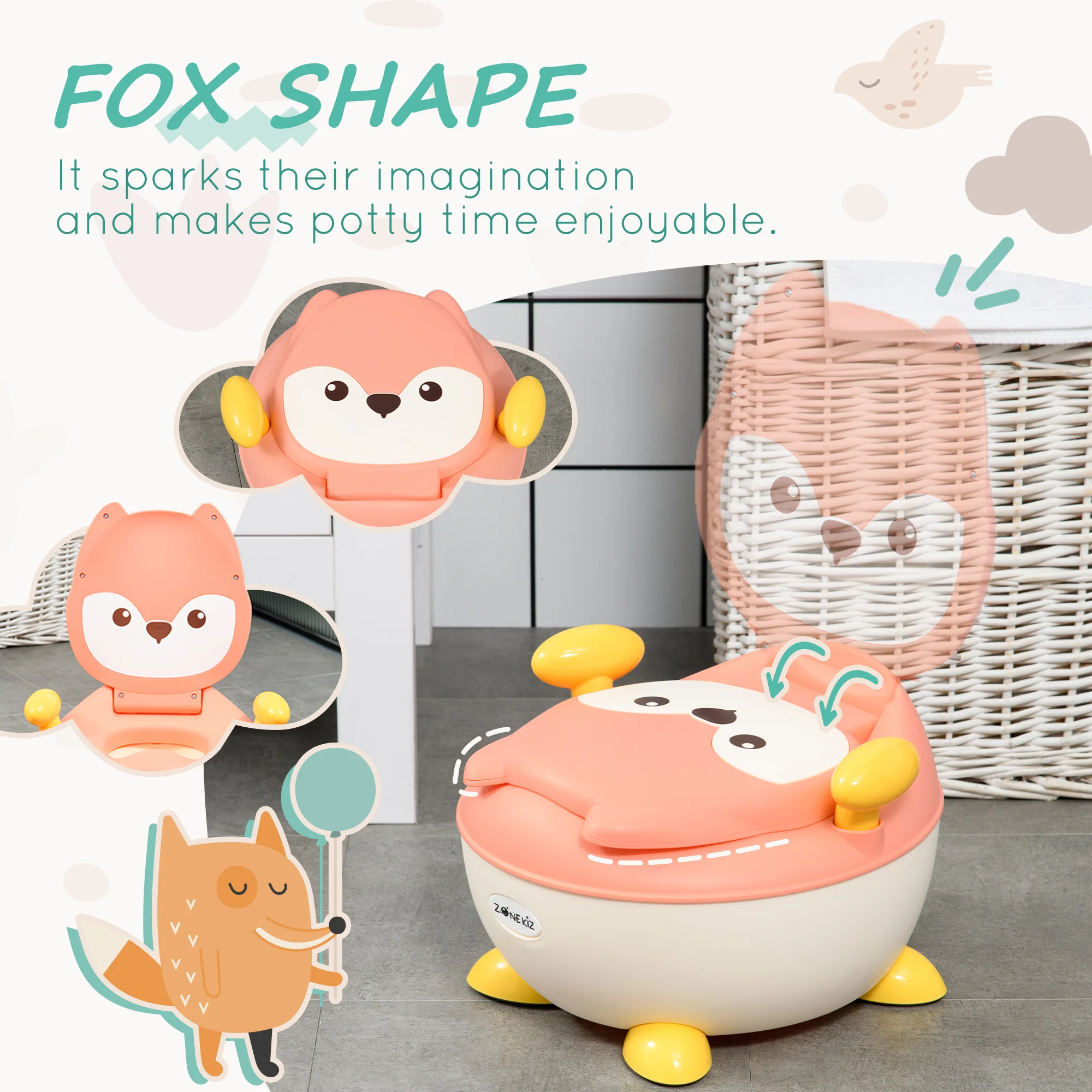 ZONEKIZ Infant Potty Training Toilet With Splash Guard - Image 4