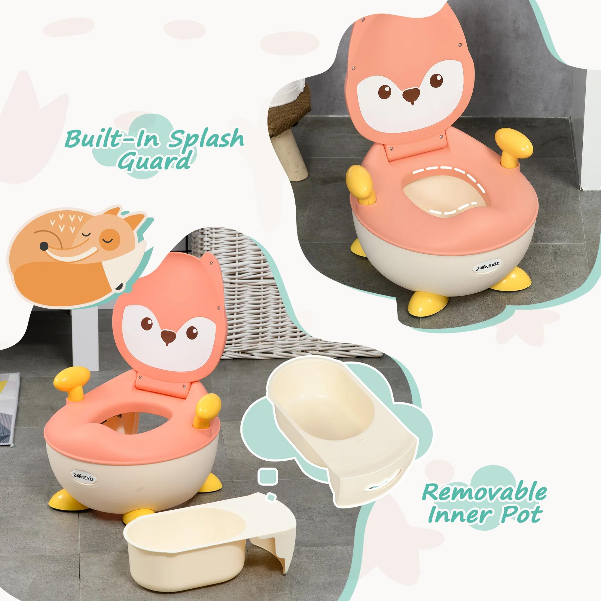 ZONEKIZ Infant Potty Training Toilet With Splash Guard - Image 6