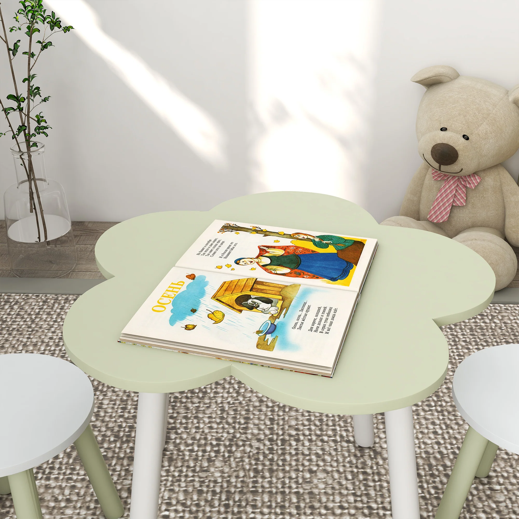 ZONEKIZ Kids Table and Chair Set, Flower Design, for Ages 2-5 Years - Yellow - Image 8