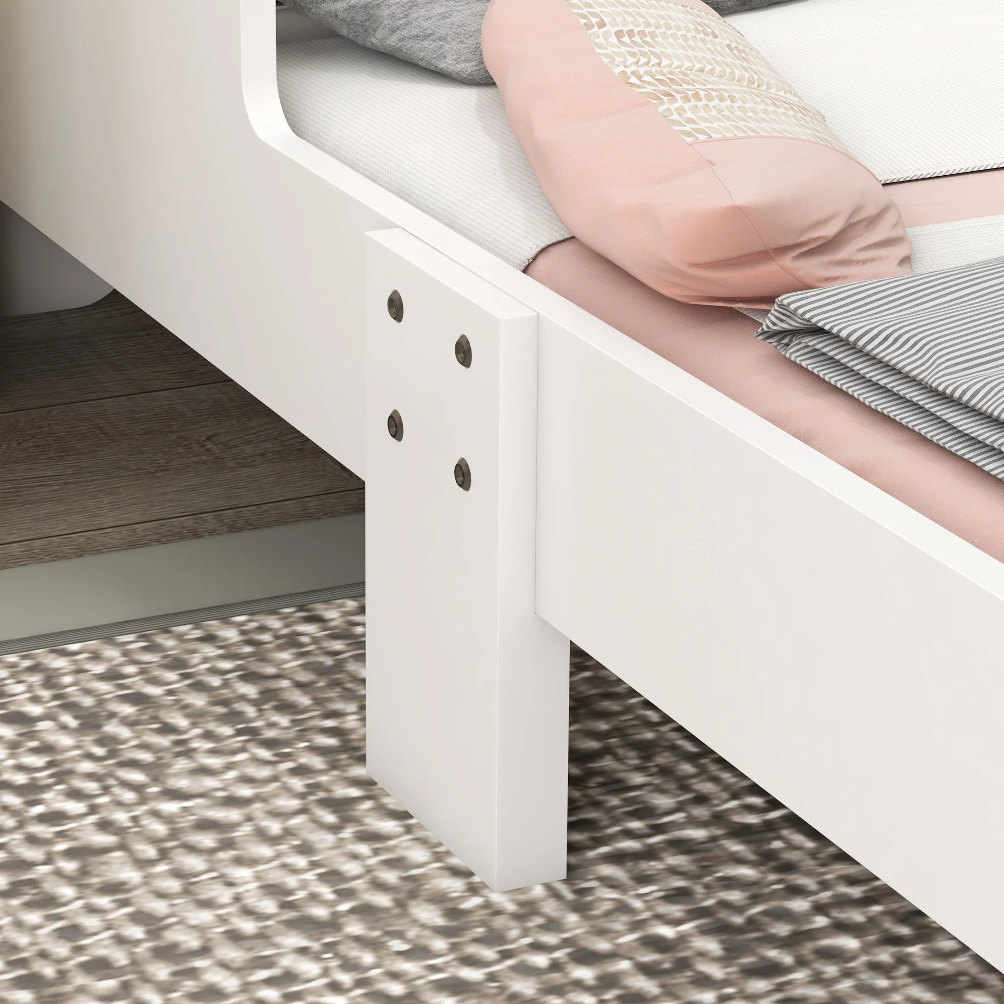ZONEKIZ Unicorn-Designed Toddler Bed, Kids Bedroom Furniture - White - Image 9